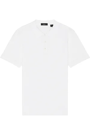 THEORY Bron Cotton Polo in White - White. Size M (also in S, XL/1X, XXL/2X).