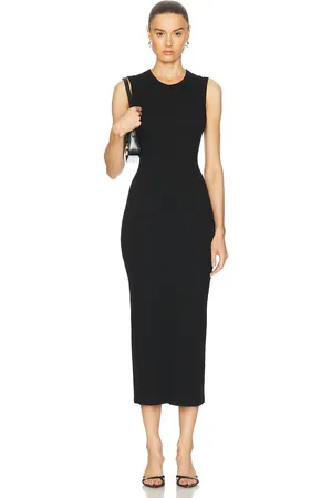 ENZA COSTA Textured Rib Sleeveless Maxi Dress in Black - Black. Size L (also in S, XS).