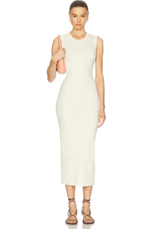 ENZA COSTA Textured Rib Sleeveless Maxi Dress in Vanilla - Cream. Size L (also in M, XS).
