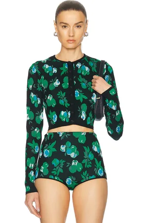 COPERNI Jacquard Knitted Cardigan in Print Blue Apples - Blue. Size L (also in M, S, XS).