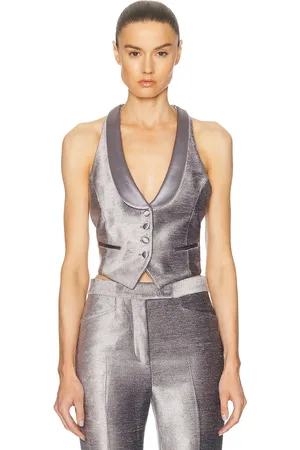 Tom Ford Racerback Tuxedo Waistcoat in Steel Grey - Grey. Size 36 (also in ).