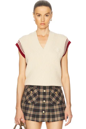 Ami Ribbed Sweater Vest in White Cream - Cream. Size L (also in M, S, XS).