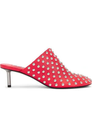 Jil Sander Stud Mule Heel in Red - Red. Size 36 (also in 36.5, 37, 37.5, 38, 38.5, 39, 39.5, 40, 41).
