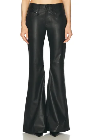 R13 Boy Flare Leather Pant in Black - Black. Size 26 (also in 27, 30).