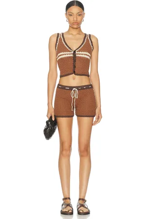 Akoia Swim For Fwrd Vest & Short Set in Brown - Brown. Size L (also in M, S, XS).