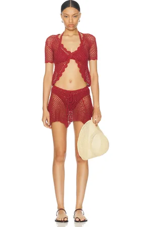 Akoia Swim Gaia Mini Skirt Set in Red Ochre - Red. Size S (also in XS).