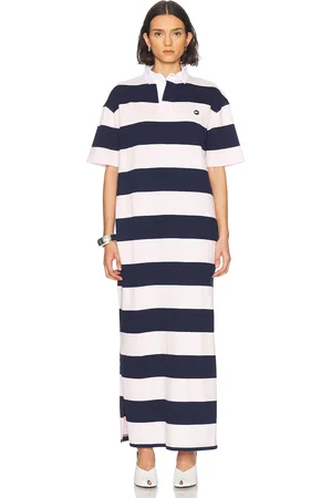 COPERNI Striped Long Polo Dress in Pink & Blue - Blue,Blush. Size L (also in M, S, XS).