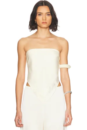 ENZA COSTA Fluid Twill Scarf Top in Antique Cream - Cream. Size all.