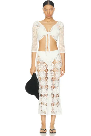Akoia Swim Flora Skirt Set in White - White. Size XS (also in ).