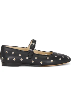 Le Monde Beryl Classic Eyelet Studded Leather Mary Jane in Black - Black. Size 35 (also in 36, 37, 38, 39, 40, 41).