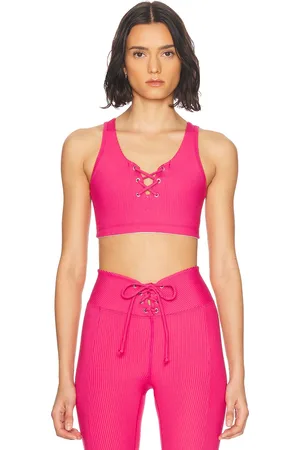 YEAR OF OURS Ribbed Football Sports Bra in Magenta - Pink. Size L (also in M, S, XS).