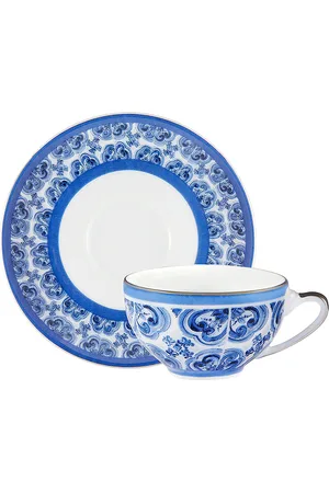 Dolce & Gabbana Fiore Piccolo Espresso Cup And Saucer Set in Blue Mediterraneo - Blue. Size all.