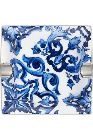 Dolce & Gabbana Mediterraneo Square Ashtray in Blue & White - Blue. Size all.