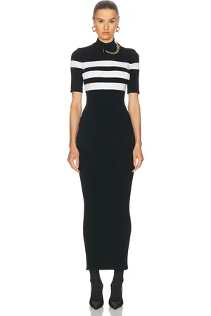 Jean Paul Gaultier Striped Long Dress in Black & White - Black. Size L (also in M, S, XL, XS).