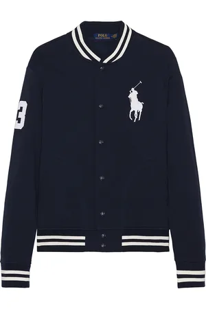 Ralph Lauren Athletic Fleece Big Pony Baseball Jacket in Cruise Navy - Blue. Size L (also in M).