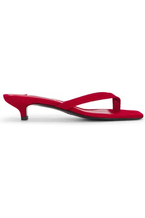 Totême Leather Heeled Flip Flop in Scarlet - Red. Size 36 (also in 39, 40, 41).