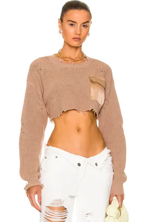 SER.O.YA Cropped Devin Sweater in Natural - Tan. Size L (also in ).