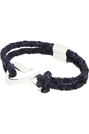 Bottega Veneta Sterling Silver Nappa Bracelet in Dark Sapphire & Black - Black. Size S (also in ).