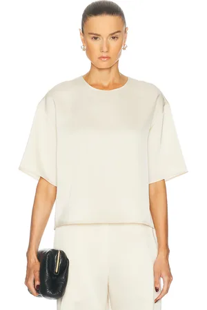 Leset Barb Boxy Tee in Creme - Cream. Size L (also in M, S, XS).