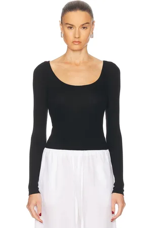 ENZA COSTA Silk Knit Ballet Top in Black - Black. Size M (also in S).
