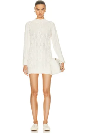 Loulou de Saison Layo Turtleneck Cable Knit Dress in Ivory - Ivory. Size XS (also in ).