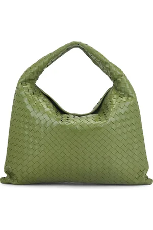 Bottega Veneta Large Hop Bag in Matcha & Muse Brass - Green. Size all.