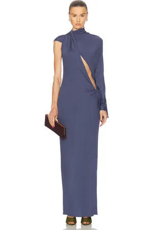 Atlein Long Sleeve Cut Out Dress in Ardoise - Blue. Size 34 (also in 36, 40).