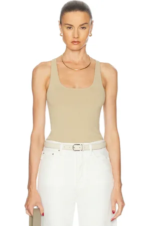 Totême Compact Knit Tank Top in Desert - Beige. Size L (also in M, S, XL).
