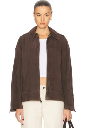 GRLFRND Alek Suede Jacket in Chocolate Brown - Chocolate. Size L (also in M, S, XL).