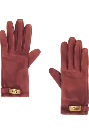 Hermès Lambskin Soya Kelly Lock Gloves in Brown - Brown. Size 6.5 (also in ).