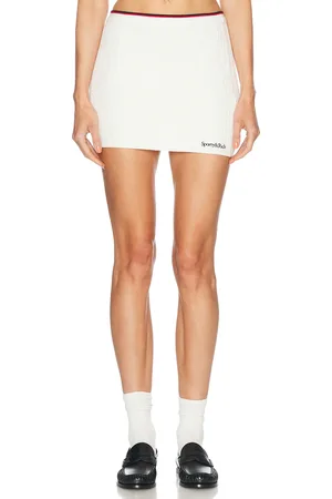 Sporty & Rich Serif Logo Mini Cable Skirt in Off White - Ivory. Size L (also in M, S, XS).