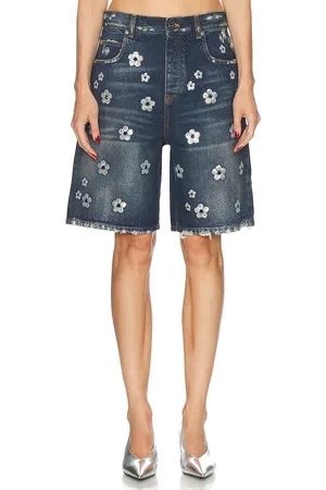 Marc Jacobs Sequin Daisy Wide Leg Short in Vintage Indigo - Blue. Size 25 (also in 26).