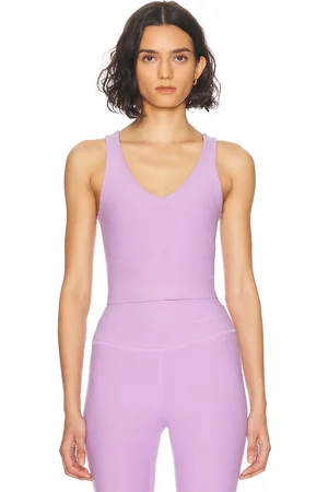 Beyond Yoga Spacedye Good Day Cropped Tank Top in Lilac Petal Heather - Purple. Size L (also in M, S, XS).