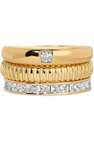 mega 3 Ring Stack in 14k Gold Plated - Metallic Gold. Size 7 (also in ).