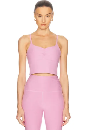 Beyond Yoga Spacedye Raise The Barre Shirred Tank Top in Pink Haze Heather - Pink. Size S (also in ).