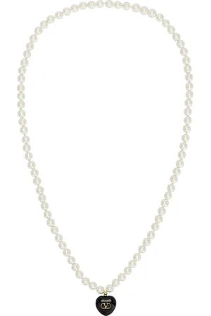 VALENTINO GARAVANI Perla Barocca Necklace in Oro Nero & Cream - Metallic Gold. Size all.