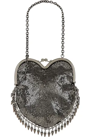 Saint Laurent Mini Heart Bag in Dark Rutenio - Metallic Silver. Size all.