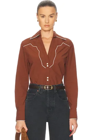 JOHANNA ORTIZ Hacia Puerto Top in Chocolate - Chocolate. Size 0 (also in 2, 4, 8).
