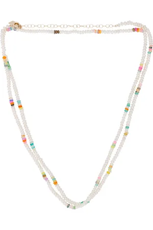 LOREN STEWART Seed Pearl & Opal Wrap Strand Necklace in 14k Yellow Gold - White. Size all.