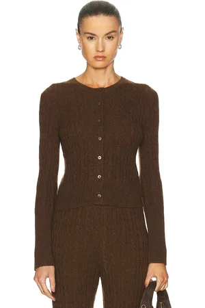 Guest In Residence Jane Cable Cashmere Cardigan in Chestnut - Brown. Size M (also in XS).