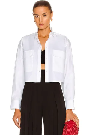 Alaïa Cotton Poplin Long Sleeve Top in Blanc - White. Size 42 (also in ).