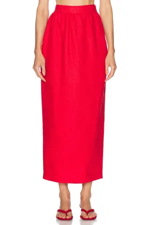 POSSE Bonnie Pencil Skirt in Red - Red. Size L (also in M, S, XS).