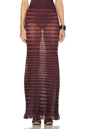 Tom Ford Ladder Long Skirt in Burgundy - Burgundy. Size L (also in XS).