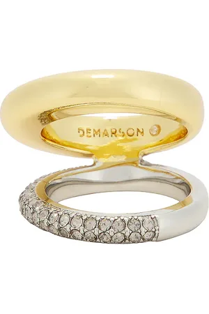 DEMARSON Vida Pave Ring in Gold Silver & Crystal - Metallic Gold. Size 8 (also in ).