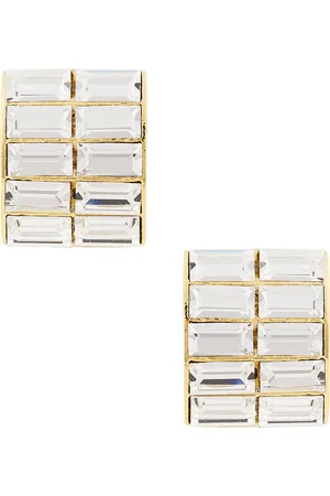 Alessandra Rich Crystal Earrings in Crystal & Gold - Metallic Gold. Size all.