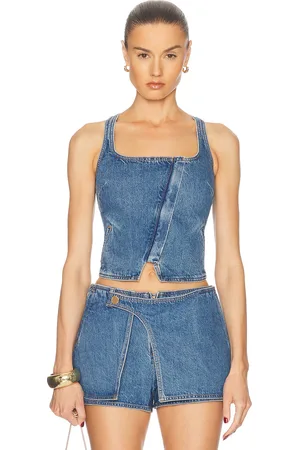 Cult Gaia Jade Top in Stone Wash - Blue. Size 2 (also in 4, 6, 8).