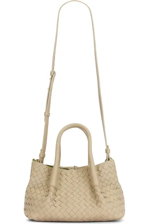 Bottega Veneta Small Pinacoteca Tote Bag in Ecru Matcha & Muse Brass - Taupe. Size all.