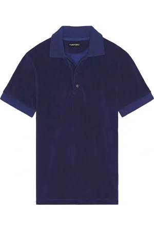 Tom Ford Towelling Short Sleeve Polo in Midnight Blue - Blue. Size 46 (also in 48, 50, 52).