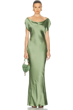 Norma Kamali Cap Sleeve Maria Gown in Vintage Green - Green. Size L (also in M, S, XS).