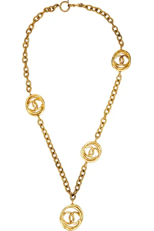 CHANEL Coco Mark Necklace in Gold - Metallic Gold. Size all.